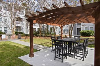 Outdoor grilling stations with gazebo and picnic tables